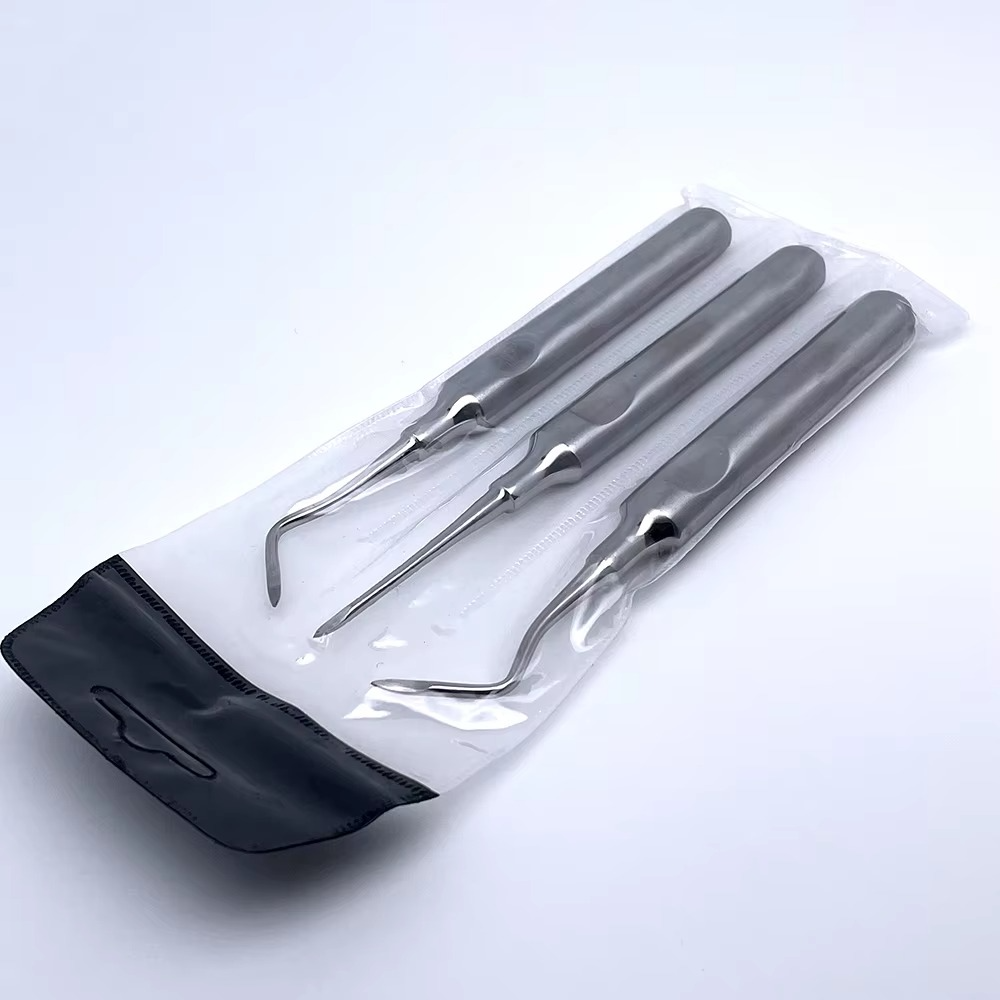 3Pcs Teeth Extraction Tooth Extracting Forceps Curved Root Lift Elevator Stainless Steel Dental Tools