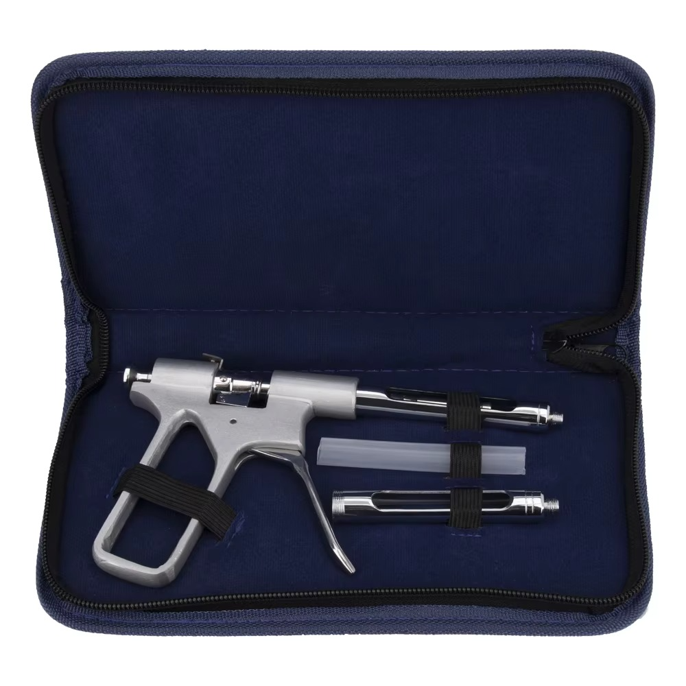 Dental Gun Syringe stainlessSteel Quantitative Press Type SyringeWith 2 Tips 1.8ml Dental surgicalInstrument Dentist Tools