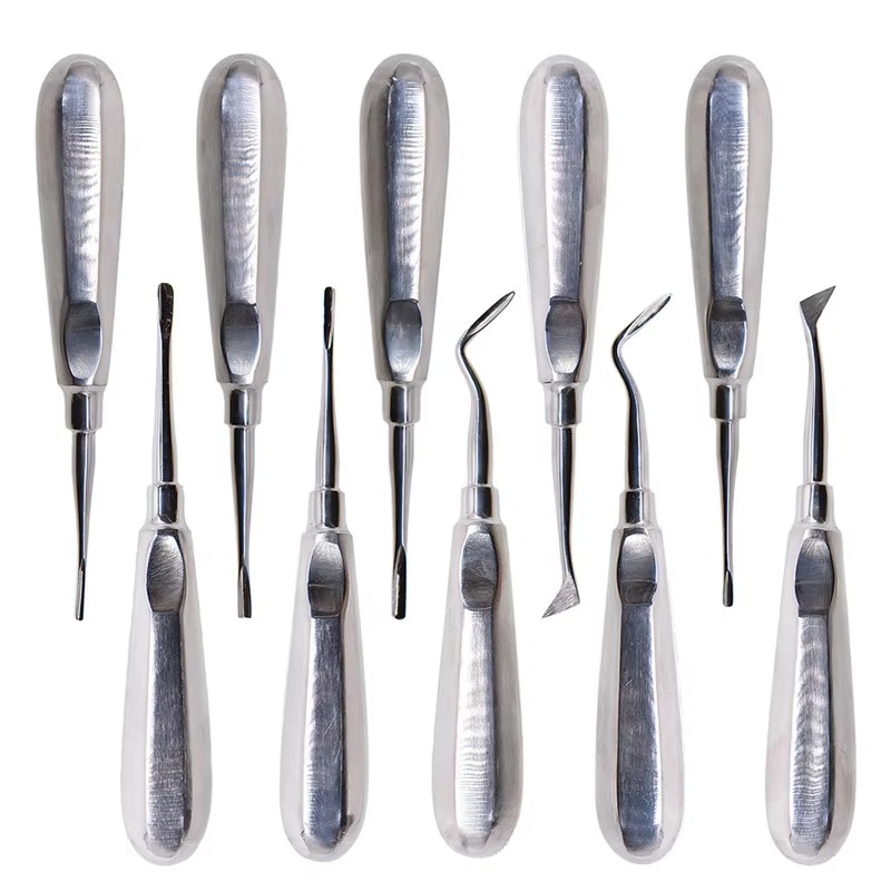 10pcs/box Dentistry Tooth Extracting Forceps Dental Elevator Stainless Steel Curved Root Lift Elevator Pliers Surgical Tool