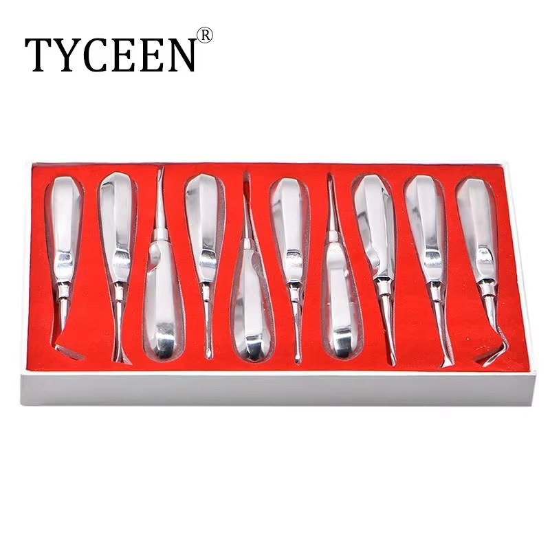 10pcs/box Dentistry Tooth Extracting Forceps Dental Elevator Stainless Steel Curved Root Lift Elevator Pliers Surgical Tool