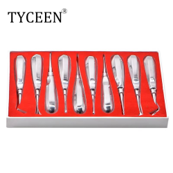 10pcs/box Dentistry Tooth Extracting Forceps Dental Elevator Stainless Steel Curved Root Lift Elevator Pliers Surgical Tool