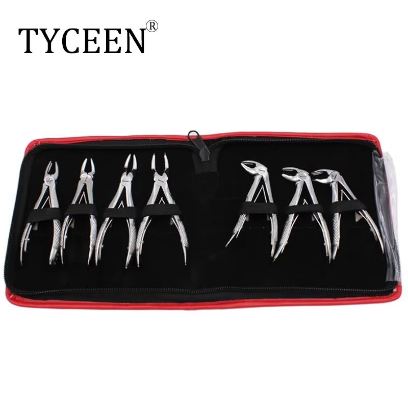 7pcs Stainless Steel Dental Forceps Children's Tooth Extraction Forcep Pliers Kit Orthodontic Dental Surgical Instruments Tools