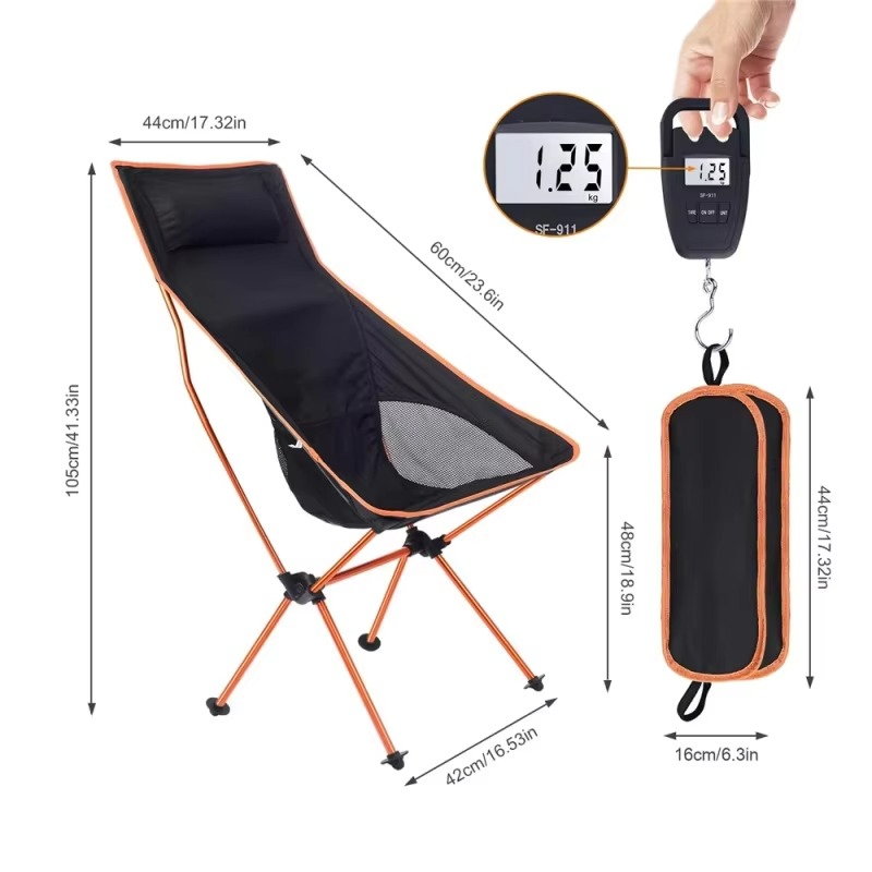Portable Camping Chair Oxford Cloth Folding Lightweight Seat for Fishing BBQ Picnic Beach Outdoor Festival Ultralight Seat