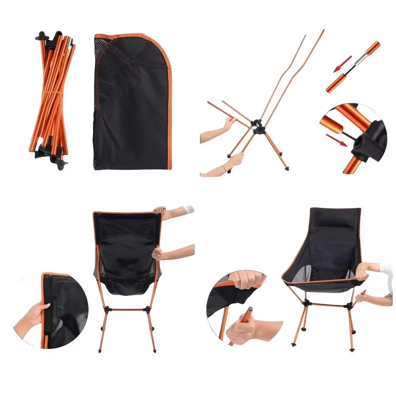 Portable Camping Chair Oxford Cloth Folding Lightweight Seat for Fishing BBQ Picnic Beach Outdoor Festival Ultralight Seat