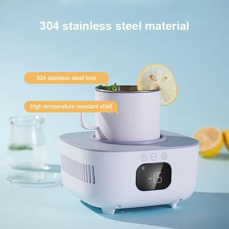 2 in 1 Cooler Cup Mug Heater Beer Bottle Can Soda Drinks Cooling Mug Beverage Cooler Samrt Thermostatic Coaster Cup 220V