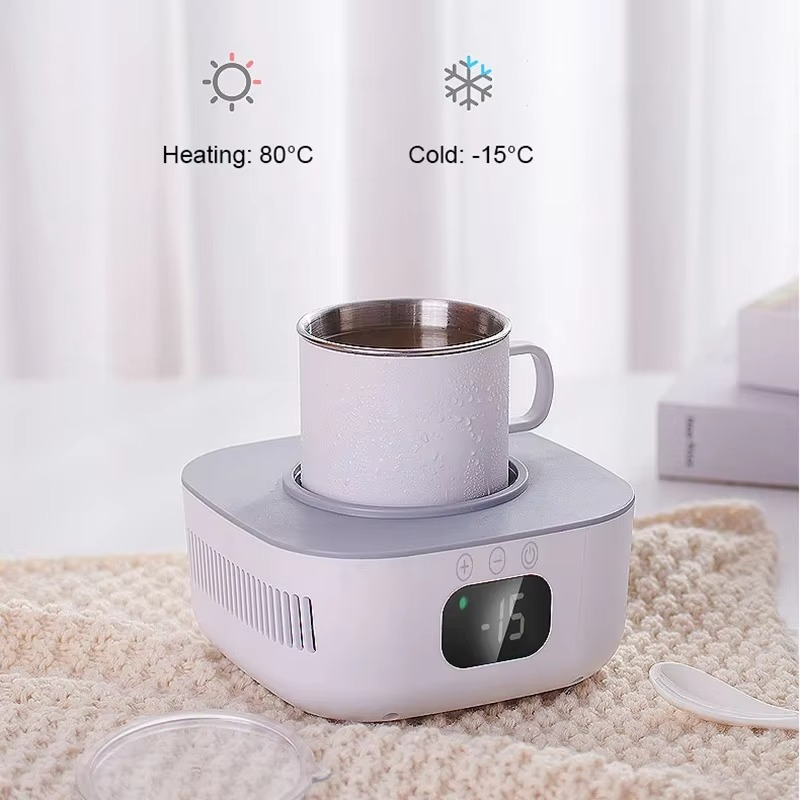 2 in 1 Cooler Cup Mug Heater Beer Bottle Can Soda Drinks Cooling Mug Beverage Cooler Samrt Thermostatic Coaster Cup 220V