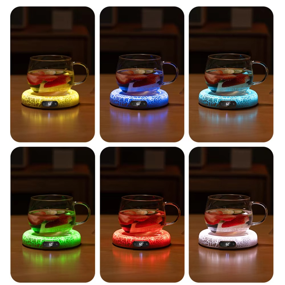 Electric Beverage Cup Warmer with LED Lamp 4 Gear Constant Temperature Digital Display For Home Office Insulated Heating Coaster