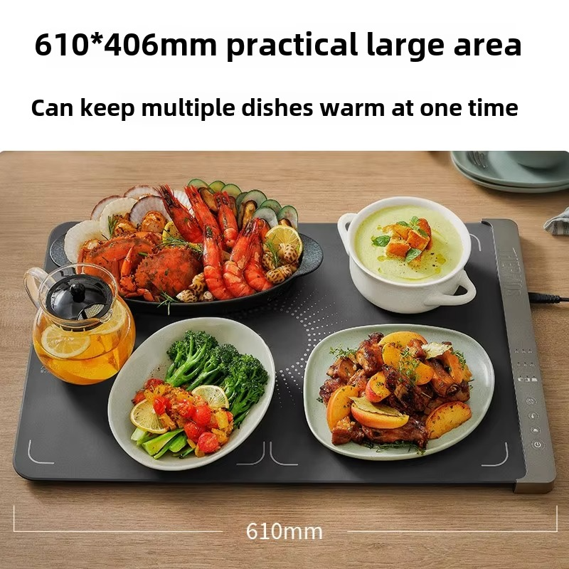 220V Foldable Electric Beverage Warmer Flexible Heating Plate for Meals Heating Dishes Home Food Insulation Pad Heat Drinking