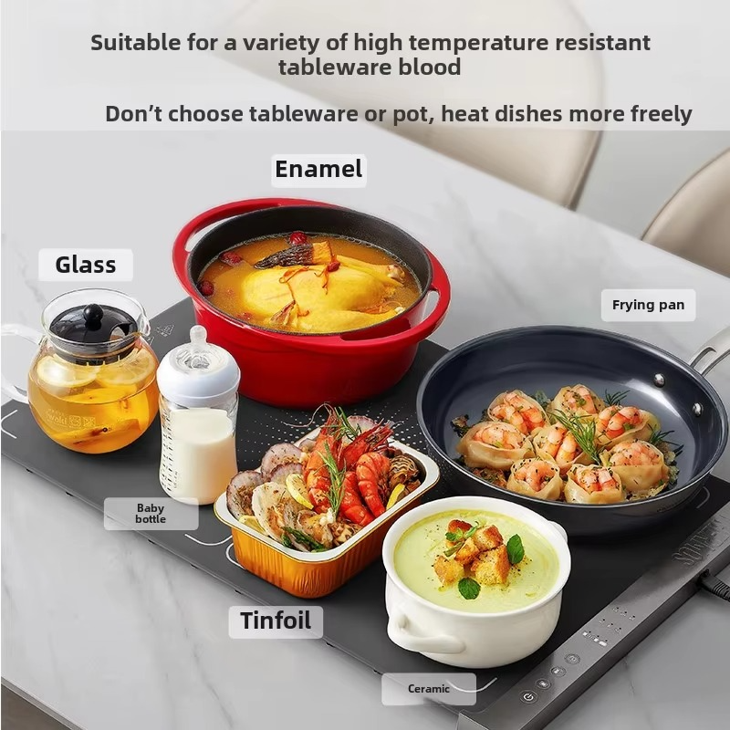 220V Foldable Electric Beverage Warmer Flexible Heating Plate for Meals Heating Dishes Home Food Insulation Pad Heat Drinking