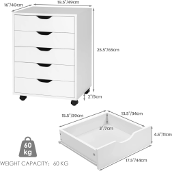 Chest of Drawers, Mobile File Cabinet, Lateral Filing Cabinet Drawers With Casters, Mobile Side Storage Cabinet Chest Home Offic