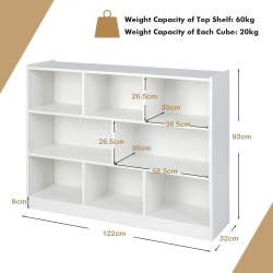 Wood Storage Cube Bookcase, 3 Tier 8 Cube Open Shelf Storage Cabinet, Multipurpose Bookshelf, Display Shelf for Living Room, Bed