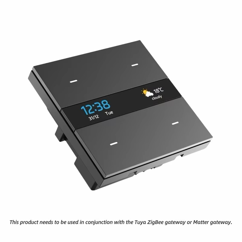 M8Pro Tuya Smart Switch & Zigbee 3.0 Hub: HD Weather/Clock, 4 Programmable Keys, Multi-Device Control