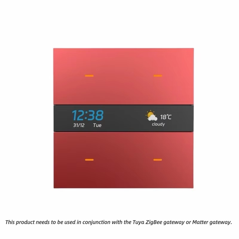 M8Pro Tuya Smart Switch & Zigbee 3.0 Hub: HD Weather/Clock, 4 Programmable Keys, Multi-Device Control