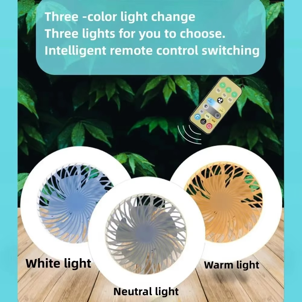 Ceiling Fan Light with Remote Control 2 in 1 Multifunctional Modern Adjustable Electric E27 Ceiling Fan with Light for Home