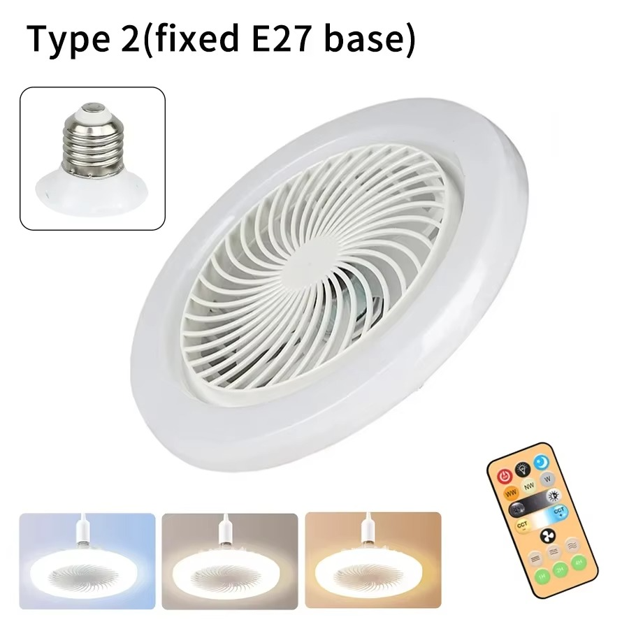 Ceiling Fan Light with Remote Control 2 in 1 Multifunctional Modern Adjustable Electric E27 Ceiling Fan with Light for Home