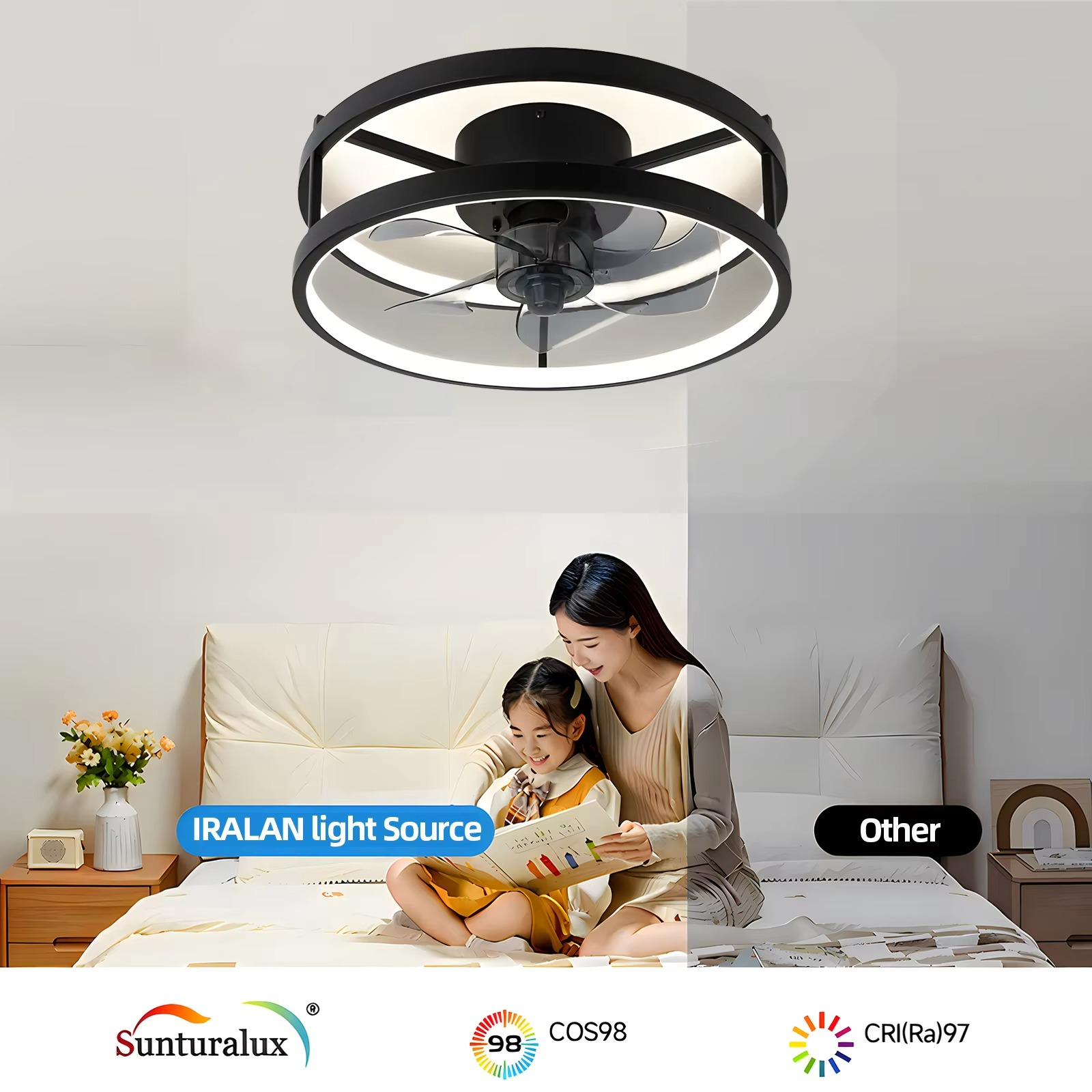 Simple Ceiling Fan with Led Light Home Decoration Electric Fan Restaurant Room Fans Remote Control Dimmable Chandelier Fan