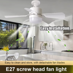 2 In1 Ceiling Fan with Remote Control Lighting Lamp E27 Converter Base Lighting Base Bedroom Living Room