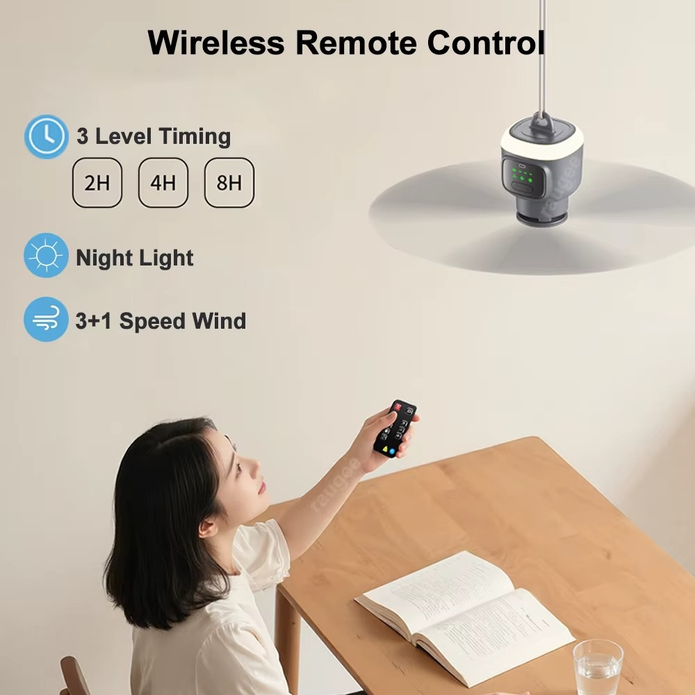 12000mAh Portable Electric Ceiling Fan Outdoor Camping Fan With Remote Control And Light Camping Air Circulator Tent Fan