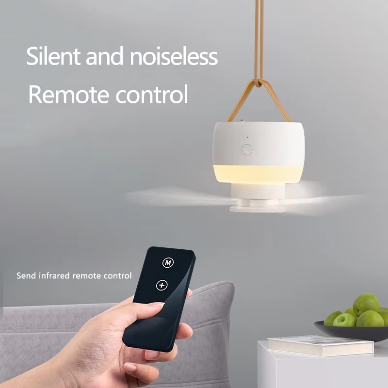 Small ceiling fan USB charging camping outdoor tent silent mini fan household bed dormitory electric Portable ceiling fan light
