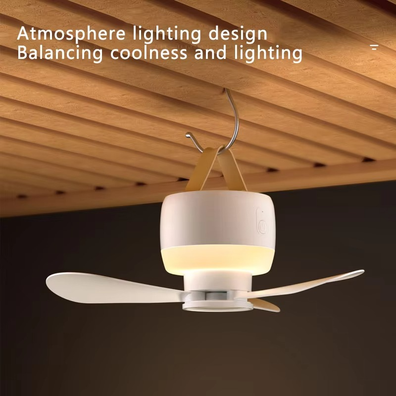 Small ceiling fan USB charging camping outdoor tent silent mini fan household bed dormitory electric Portable ceiling fan light