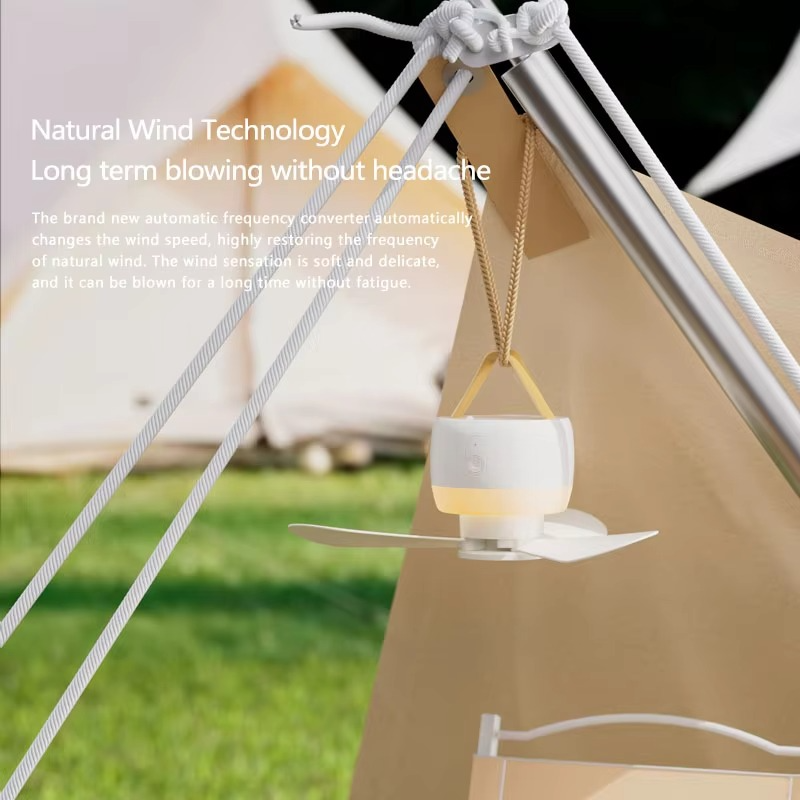 Small ceiling fan USB charging camping outdoor tent silent mini fan household bed dormitory electric Portable ceiling fan light