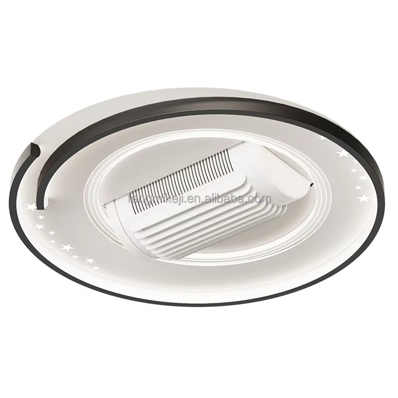 Portable Modern Black and White Rectangular Ceiling Fan with Remote and Dimming