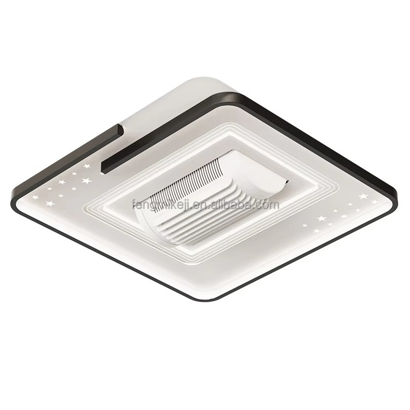 Portable Modern Black and White Rectangular Ceiling Fan with Remote and Dimming