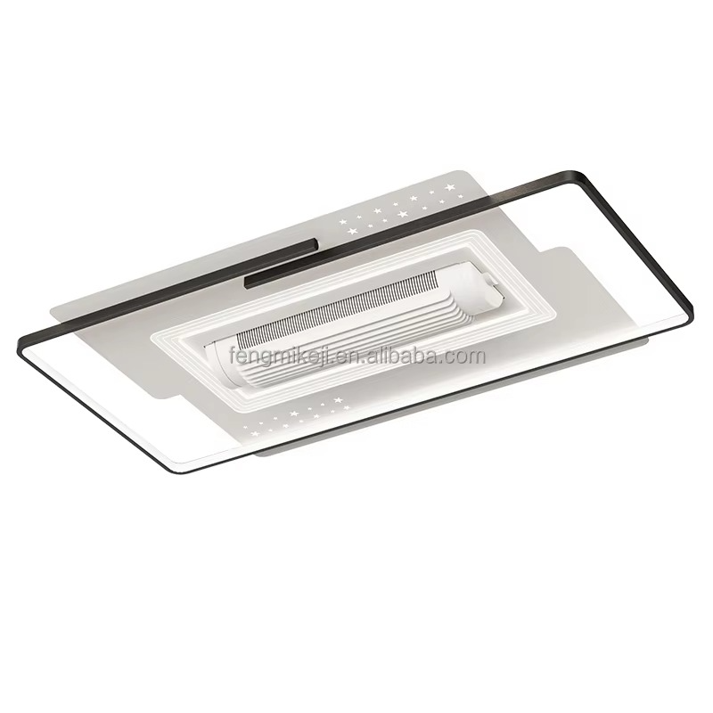 Portable Modern Black and White Rectangular Ceiling Fan with Remote and Dimming