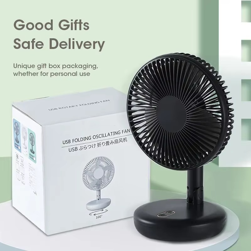 Stand Fan, 6 Inch Folding Portable Telescopic Floor/USB with Rechargeable Battery,3 Speeds Super Quiet Adjustable Height