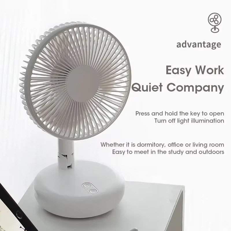 Stand Fan, 6 Inch Folding Portable Telescopic Floor/USB with Rechargeable Battery,3 Speeds Super Quiet Adjustable Height