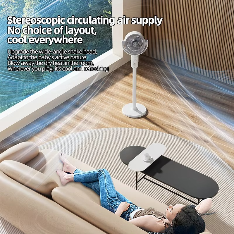360 Circulation Quiet Powerful Floor Fan,Standing Smart Fans,Vertical Fan with Remote Control Adjustable Height(Charging Type)