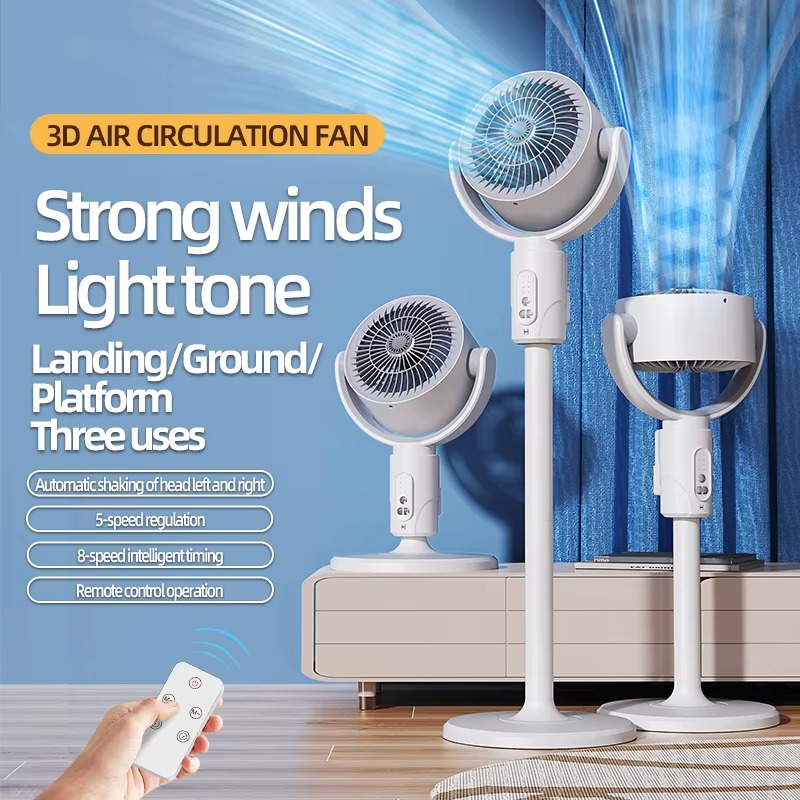 360 Circulation Quiet Powerful Floor Fan,Standing Smart Fans,Vertical Fan with Remote Control Adjustable Height(Charging Type)