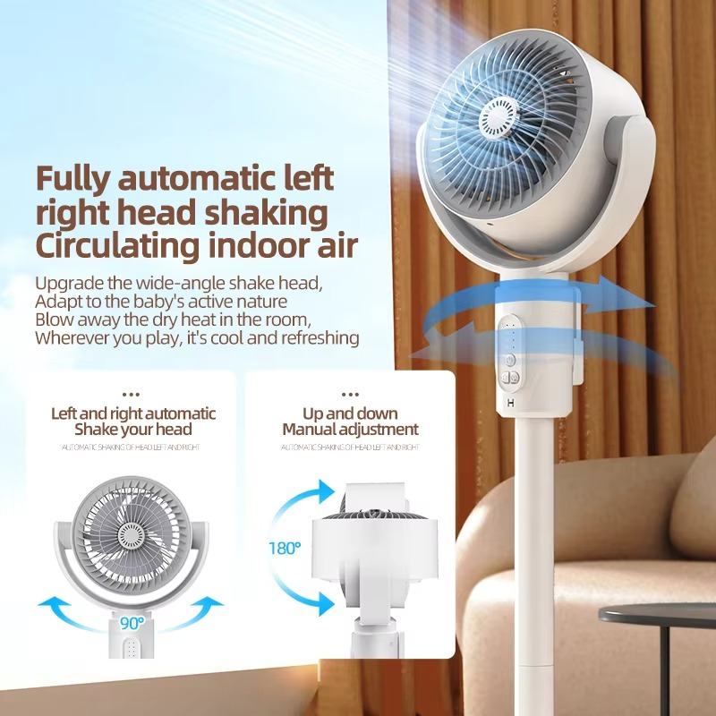 360 Circulation Quiet Powerful Floor Fan,Standing Smart Fans,Vertical Fan with Remote Control Adjustable Height(Charging Type)