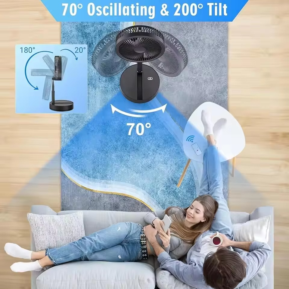 Portable Silent Charging Long-life Mini USB Desktop Fan With Telescopic And Folding Floor-standing Household Electric Fan