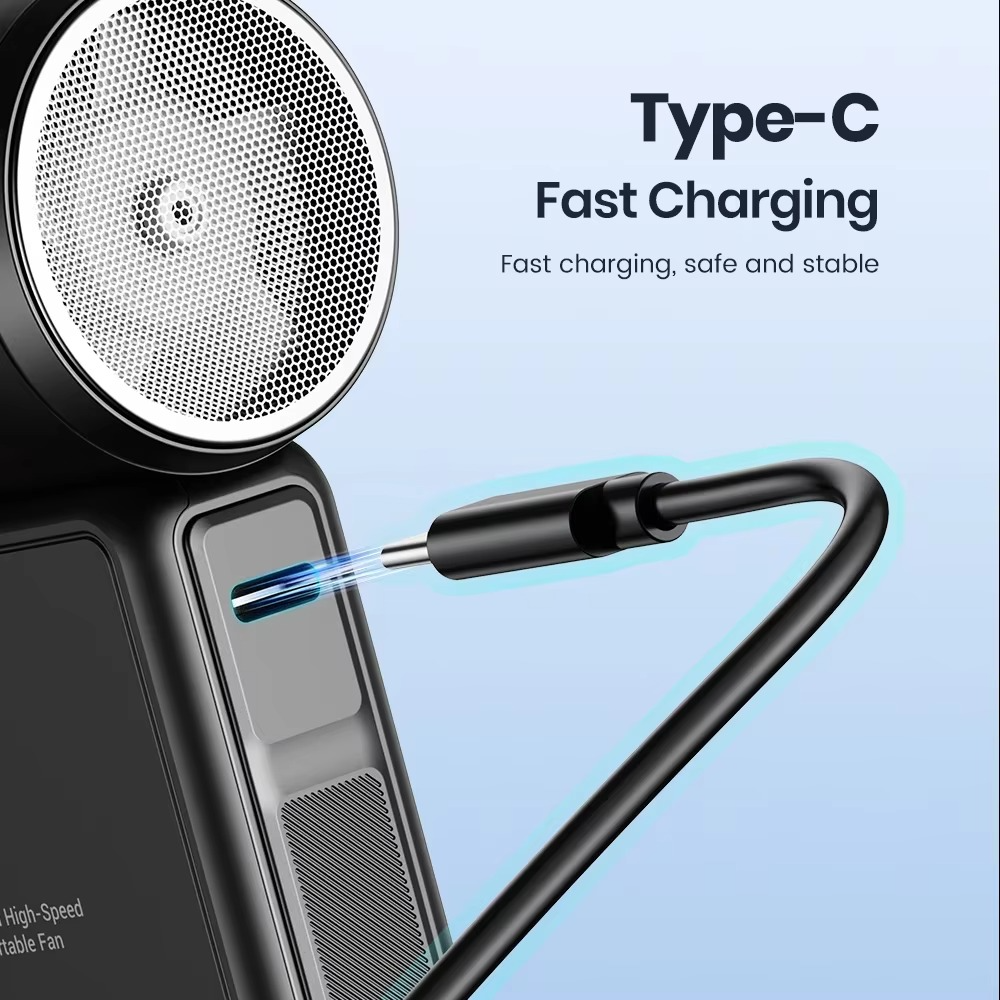 5000mAh Handheld USB Turbo Fan Super Strong Wind Infinite Gear Adjustment Long Battery Life Rechargeable Multipurpose Pocket Fan