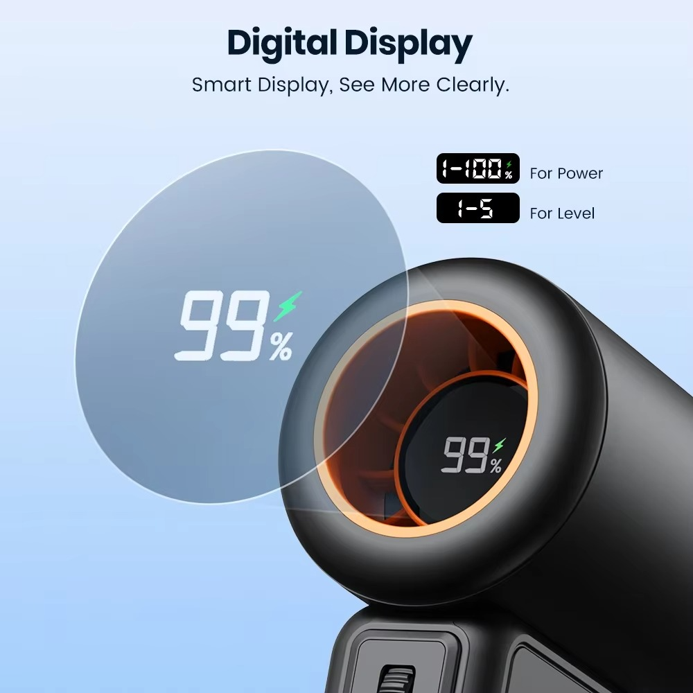 5000mAh Handheld USB Turbo Fan Super Strong Wind Infinite Gear Adjustment Long Battery Life Rechargeable Multipurpose Pocket Fan