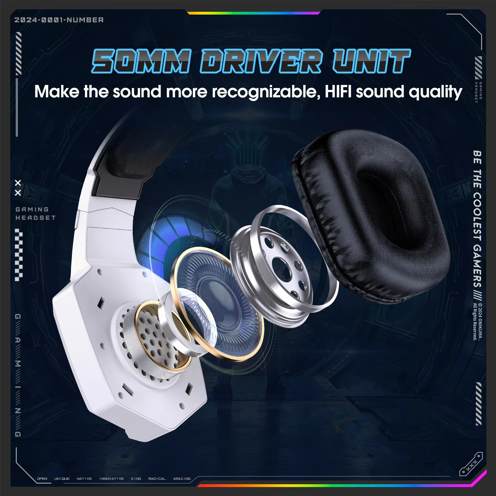 ONIKUMA 2.4GHz Wireless Gaming Headset For PS5 PS4 PC Mac Noise Cancelling Earphone Headset Gaming Headphone With Micr RGB Light