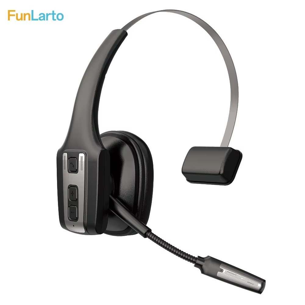 Mono Bluetooth Wireless Headphones Noise Canceling Over Head Trucker Headset with Mic, Adjustable Lightweight Headband,55 Hrs
