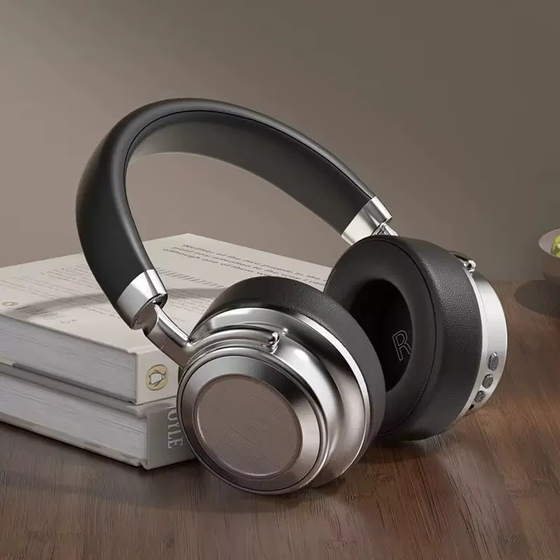 ZECAA New Retro Metal Bluetooth Wireless Headphone 5.4 Head On Earphones Sport HiFi Sound Headphone Noise Cancelling Headphone