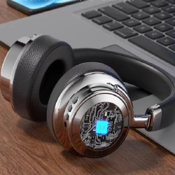 ZECAA New Retro Metal Bluetooth Wireless Headphone 5.4 Head On Earphones Sport HiFi Sound Headphone Noise Cancelling Headphone