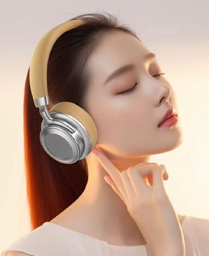 ZECAA New Retro Metal Bluetooth Wireless Headphone 5.4 Head On Earphones Sport HiFi Sound Headphone Noise Cancelling Headphone