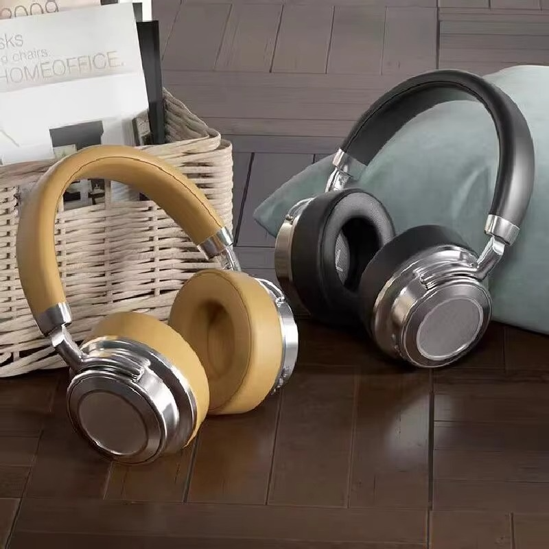 ZECAA New Retro Metal Bluetooth Wireless Headphone 5.4 Head On Earphones Sport HiFi Sound Headphone Noise Cancelling Headphone