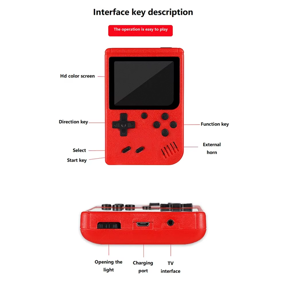Retro Mini Handheld Video Game Console 8-Bit 3 Inch Color LCD Kids Game Player with Built-in 400 Games Portable Entertainment