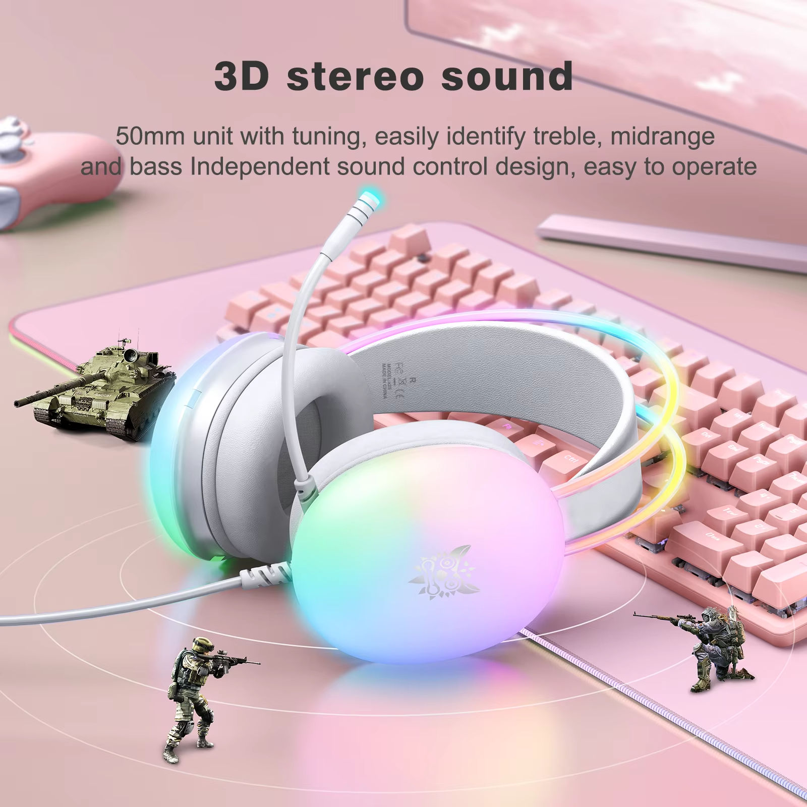 Wired Headset Headphone Earphone Earbuds Gamer Gaming For iPhone Phone PC With Cable Microphone Mic Portable Fone Head Set RGB