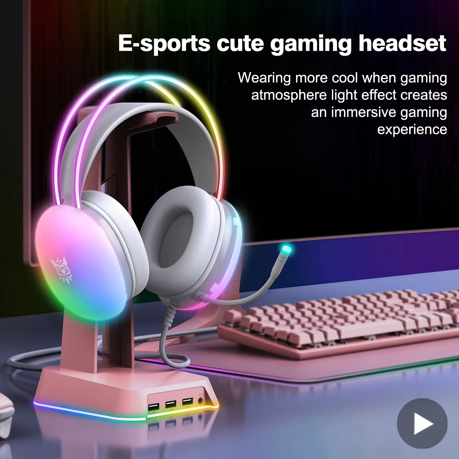 Wired Headset Headphone Earphone Earbuds Gamer Gaming For iPhone Phone PC With Cable Microphone Mic Portable Fone Head Set RGB