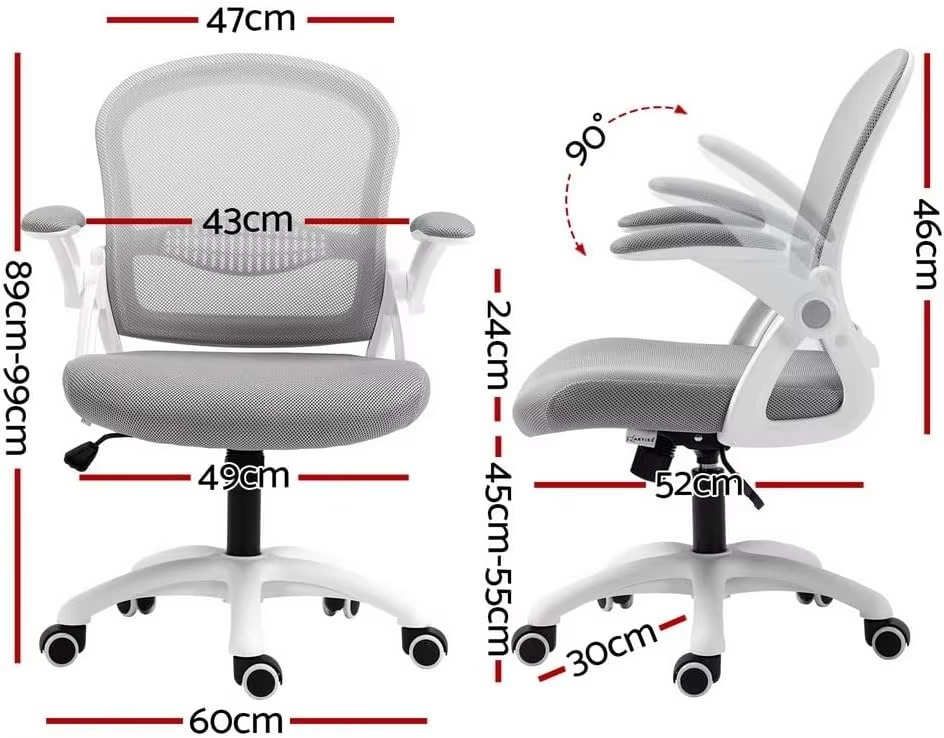 Ergonomic Office Chair Mesh Computer Desk Chairs with 105° Recline, Adjustable Seat Height and Armrests, with Mid Back and 360°