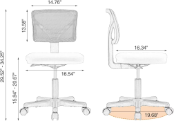 Office Computer Desk Chair, Ergonomic Low-Back Mesh Rolling Work Swivel Chairs with Wheels, Armless Comfortable Seat Lumbar Su