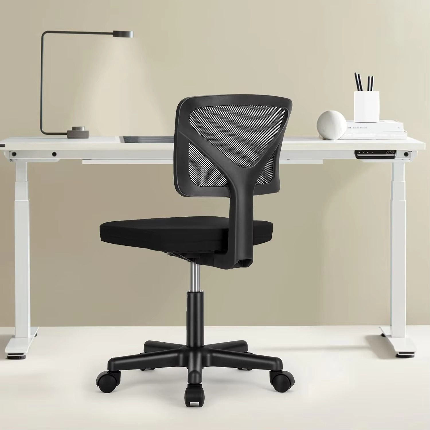 Office Computer Desk Chair, Ergonomic Low-Back Mesh Rolling Work Swivel Chairs with Wheels, Armless Comfortable Seat Lumbar Su