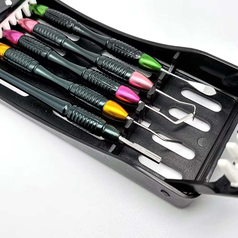 Dentistry Instrument Tools Dental Composite Resin Filling Spatulas Tools with Disinfection Box Lm Art Kit