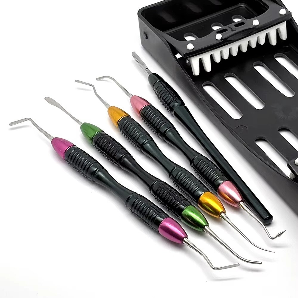 Dentistry Instrument Tools Dental Composite Resin Filling Spatulas Tools with Disinfection Box Lm Art Kit